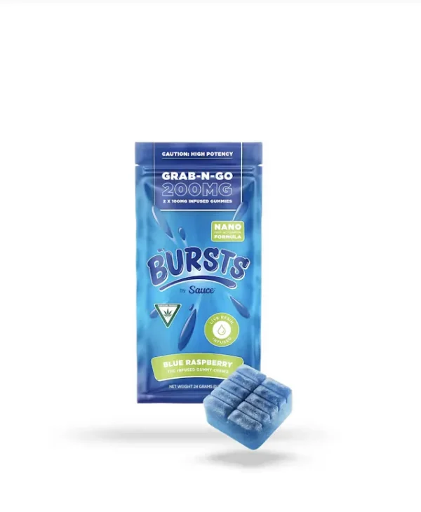Sauce Essentials Bursts Blue Raspberry – 200MG Live Resin Infused Edibles