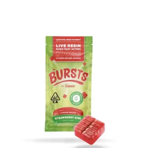 Sauce Essentials Bursts Strawberry Kiwi – 100MG Live Resin Infused Edibles (Hybrid)