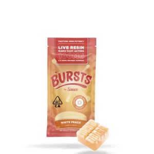 Sauce Essentials Bursts White Peach – 100MG Live Resin Infused Edibles (Sativa)