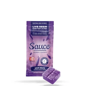 Sauce Essentials Bursts Sour Grape – 100MG Live Resin Infused Edibles (Indica)