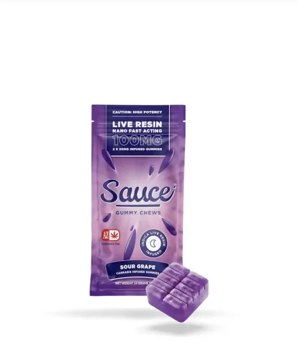 Sauce Essentials Bursts Sour Grape – 200MG Live Resin Infused Edibles (Indica)